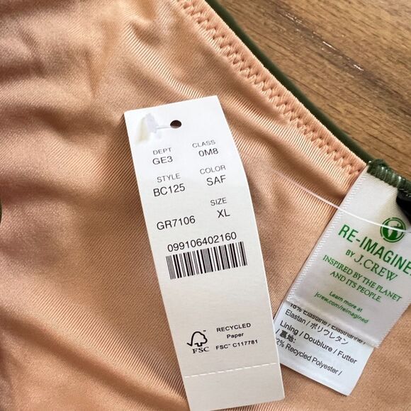 NWT J.Crew Curved-Waist Cheeky Bikini Bottom Size XL Dark Green BC125 - Picture 5 of 8